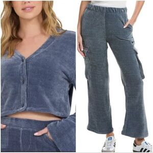 VINTAGE HAVANA Brush Cord Cardigan and cargo pants In Blue